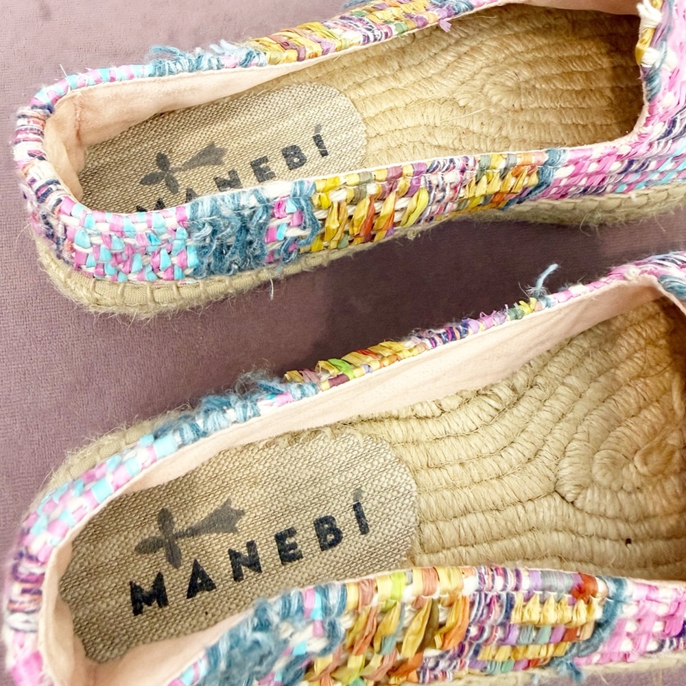 Manebi Woven Acapulco Raffia Jute Platform Multicolor Espadrilles Size 37 - Picture 6 of 9